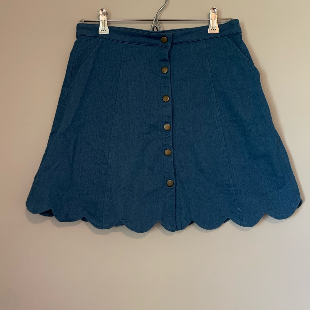 Chambray (light denim) button front skirt